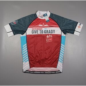 Primal Jersey Mens XL Red Blue Atlanta VeloCity 2021‎ Full Zip New